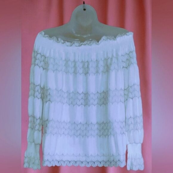 KATE & MALLORY LACE OFF THE SHOULDER BLOUSE/TOP Medium - Picture 10 of 12